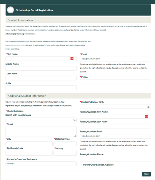 Schoalrship Portal Registration 2